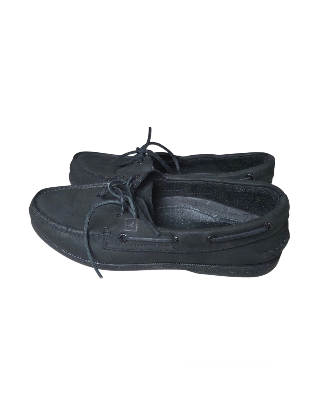 Sperry Mens Top-Sider Original Size 10 M Black Leather Boat Shoes